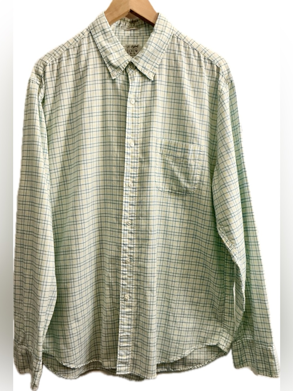 J. Crew Classic Fit Men’s Preppy Oxford Button Down Shirt Large Blue Yellow